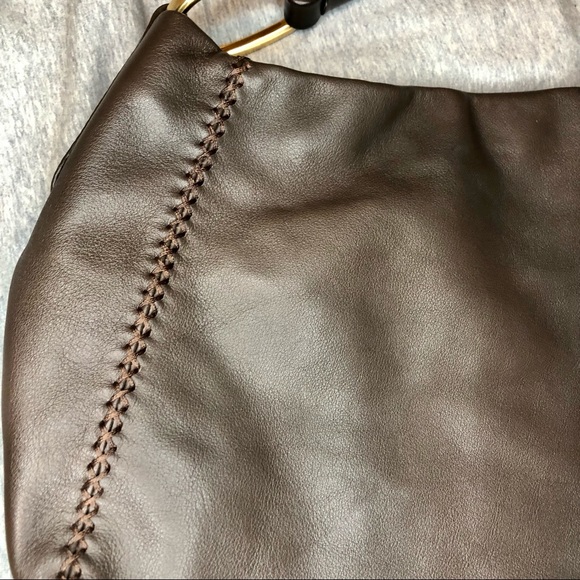Sazaby large leather shoulder bag, chocolate brown - Picture 2 of 9